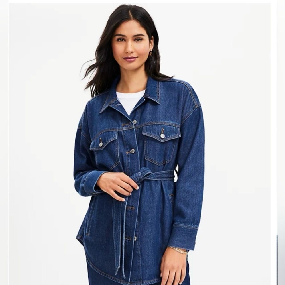NWT Loft Denim Belted Shacket
